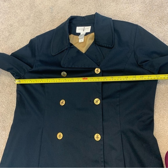LIZ Claiborne navy blue nautical trenchcoat Sz M - Picture 9 of 10